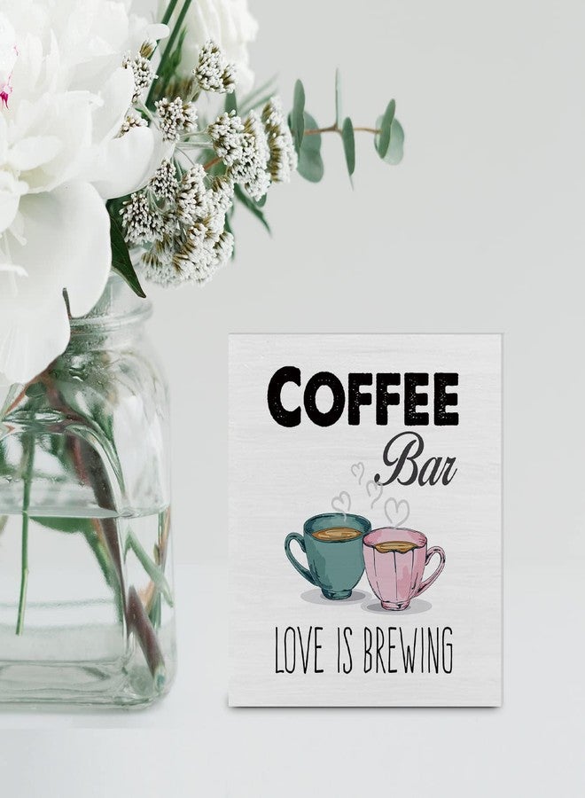 YIDOU Country Coffee Bar Love is Brewing Wood Box Sign Decor Desk Sign Coffee Lover Wooden Box Block Sign Rustic Home Kitchen Bar Shelf Tabletop Wall Decoration - Image 4